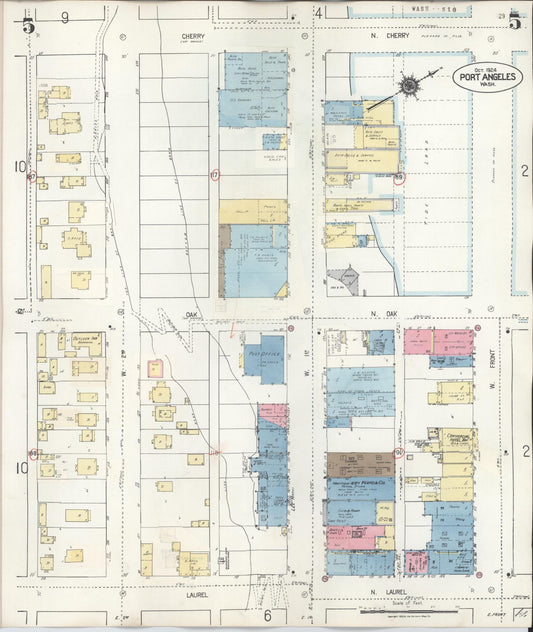 Sanborn Fire Insurance Map from Port Angeles, Clallam County, Washington (1949), Sheet #0005 - Historic Sanborn Fire Insurance Map Print, vintage old map wall art, antique decor, genealogy gift, Washington Washington map
