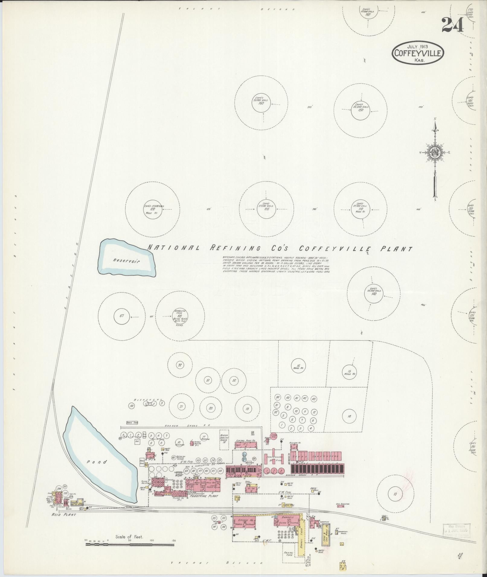 Sanborn Fire Insurance Map from Coffeyville, Montgomery County, Kansas (1913), Sheet #0024 - Complete Map Set gallery image, historic Sanborn map, vintage wall art, Kansas Kansas