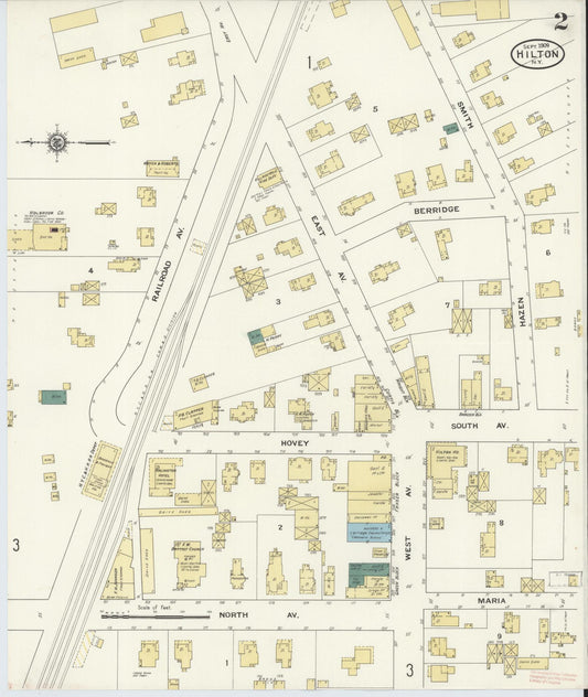 Sanborn Fire Insurance Map from Hilton, Monroe County, New York (1909), Sheet #0002 - Historic Sanborn Fire Insurance Map Print, vintage old map wall art, antique decor, genealogy gift, New York New York map