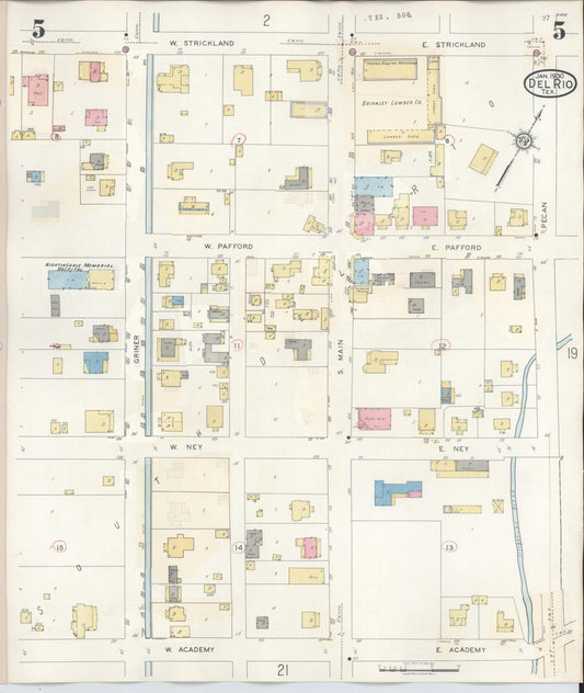 Sanborn Fire Insurance Map from Del Rio, Val Verde County, Texas (1948), Sheet #0005 - Historic Sanborn Fire Insurance Map Print, vintage old map wall art, antique decor, genealogy gift, Texas Texas map