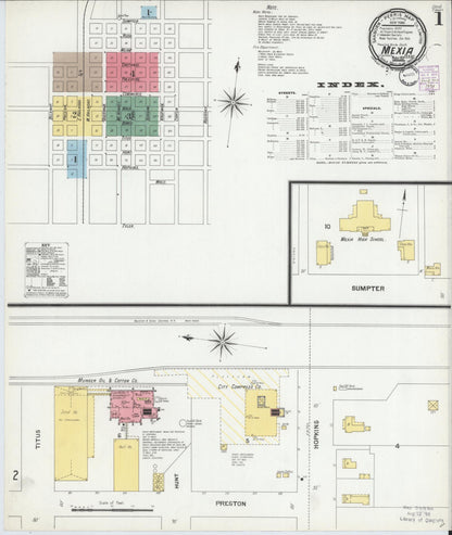 Sanborn Fire Insurance Map from Mexia, Limestone County, Texas (1901), Sheet #0001 - Historic Sanborn Fire Insurance Map Print, vintage old map wall art, antique decor, genealogy gift, Texas Texas map