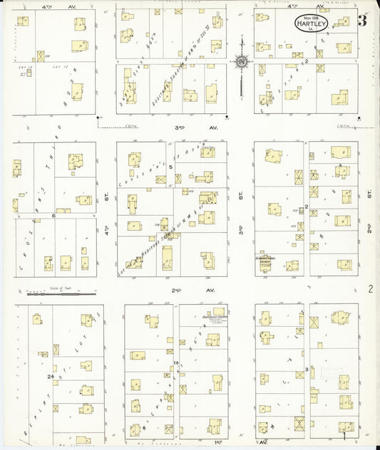 Sanborn Fire Insurance Map from Hartley, O'Brien County, Iowa (1914), Sheet #0003 - Historic Sanborn Fire Insurance Map Print, vintage old map wall art