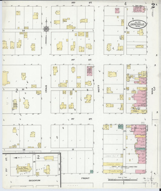 Sanborn Fire Insurance Map from Janesville, Waseca County, Minnesota (1910), Sheet #0002 - Historic Sanborn Fire Insurance Map Print, vintage old map wall art, antique decor, genealogy gift, Minnesota Minnesota map