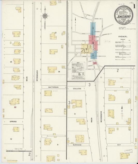 Sanborn Fire Insurance Map from Jonesboro, Clayton County, Georgia. (1911) – Historic Sanborn Fire Insurance Map Print