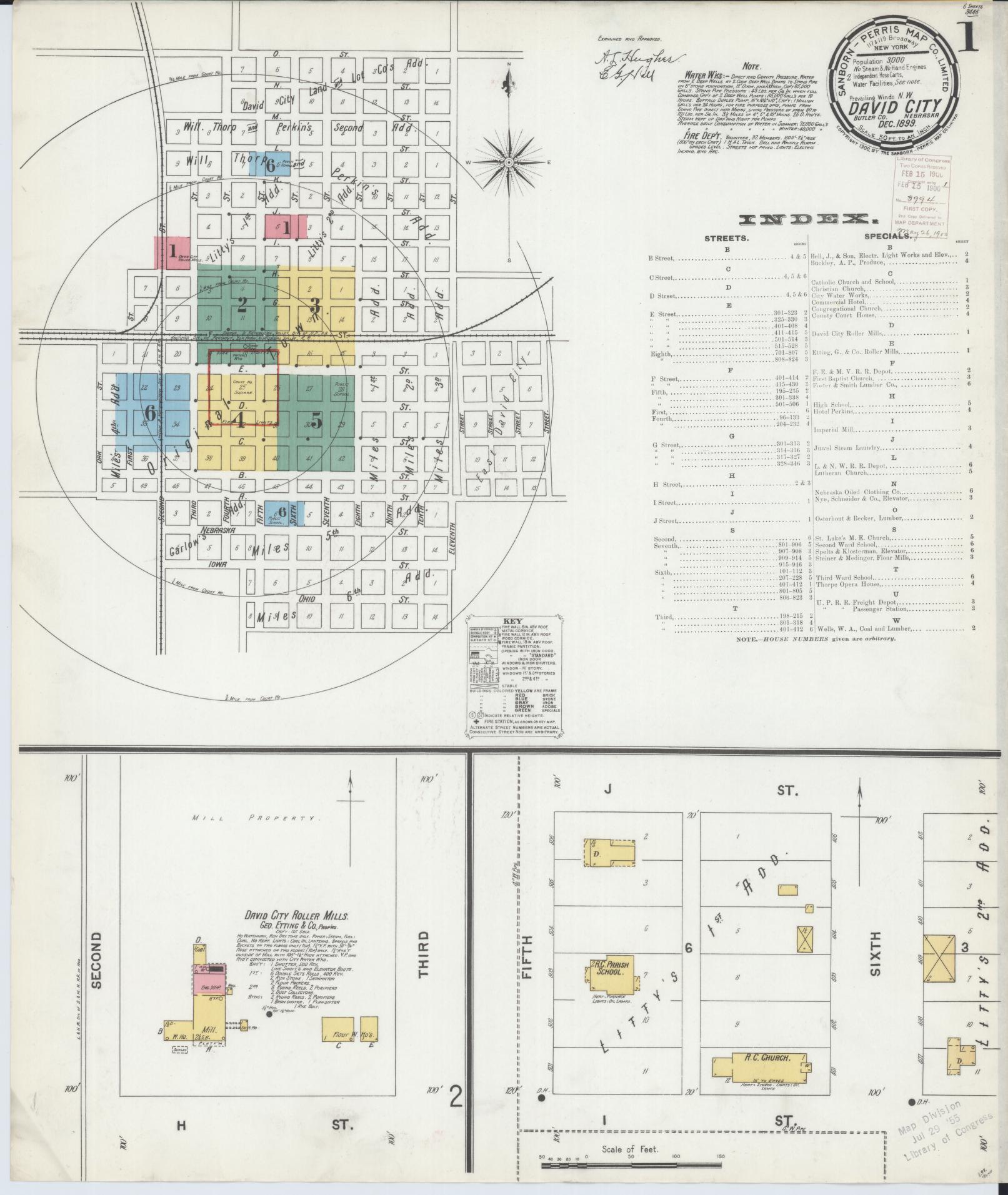 Sanborn Fire Insurance Map from David City, Butler County, Nebraska (1899), Sheet #0001 - Historic Sanborn Fire Insurance Map Print, vintage old map wall art, antique decor, genealogy gift, Nebraska Nebraska map