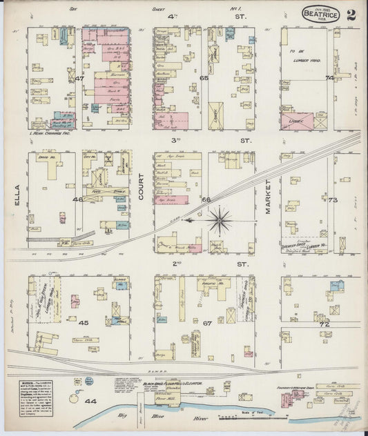 Sanborn Fire Insurance Map from Beatrice, Gage County, Nebraska (1885), Sheet #0002 - Historic Sanborn Fire Insurance Map Print, vintage old map wall art, antique decor, genealogy gift, Nebraska Nebraska map