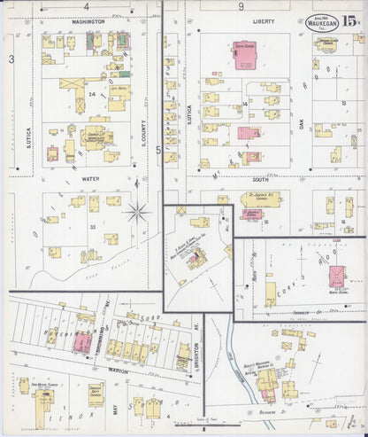 Sanborn Fire Insurance Map from Waukegan, Lake County, Illinois (1900), Sheet #0015 - Complete Map Set gallery image, historic Sanborn map, vintage wall art, Illinois Illinois
