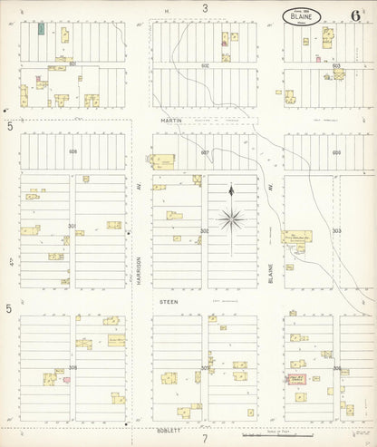 Sanborn Fire Insurance Map from Blaine, Whatcom County, Washington (1899), Sheet #0006 - Complete Map Set gallery image, historic Sanborn map, vintage wall art, Washington Washington