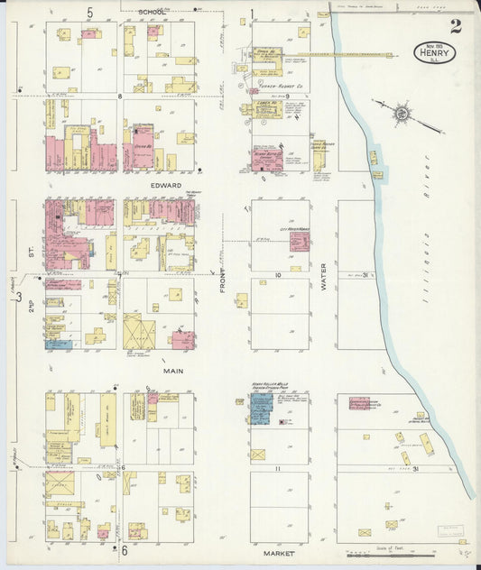 Sanborn Fire Insurance Map from Henry, Marshall County, Illinois (1913), Sheet #0002 - Historic Sanborn Fire Insurance Map Print, vintage old map wall art, antique decor, genealogy gift, Illinois Illinois map