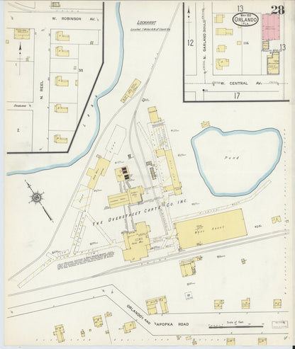 Sanborn Fire Insurance Map from Orlando, Orange County, Florida (1913), Sheet #0028 - Historic Sanborn Fire Insurance Map Print, vintage old map wall art, antique decor, genealogy gift, Florida Florida map
