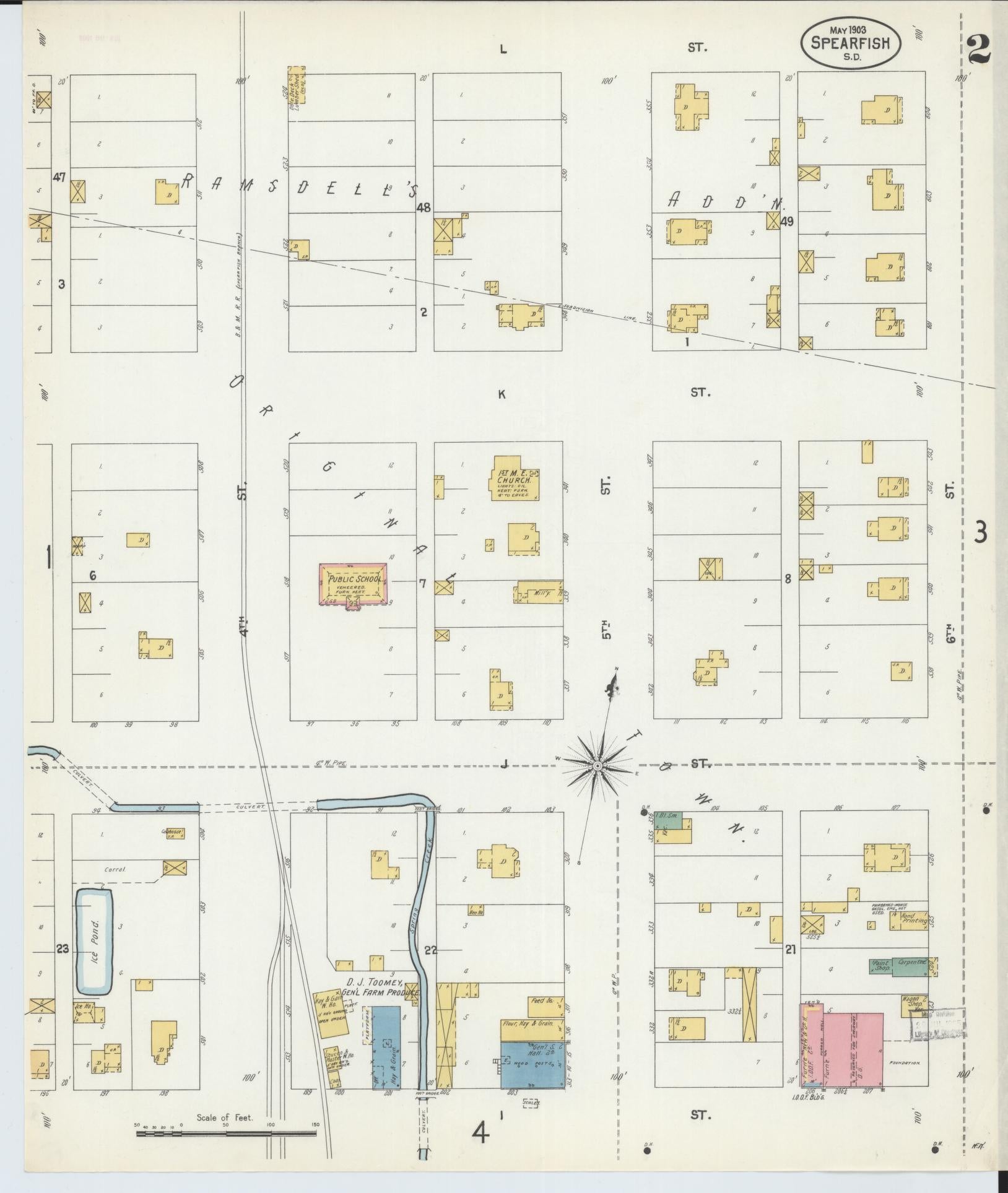 Sanborn Fire Insurance Map from Spearfish, Lawrence County, South Dakota (1903), Sheet #0002 - Historic Sanborn Fire Insurance Map Print, vintage old map wall art, antique decor, genealogy gift, South Dakota South Dakota map