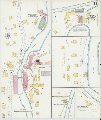 Sanborn Fire Insurance Map from Winsted, Litchfield County, Connecticut (1904), Sheet #0011 - Complete Map Set gallery image, historic Sanborn map, vintage wall art, Connecticut Connecticut