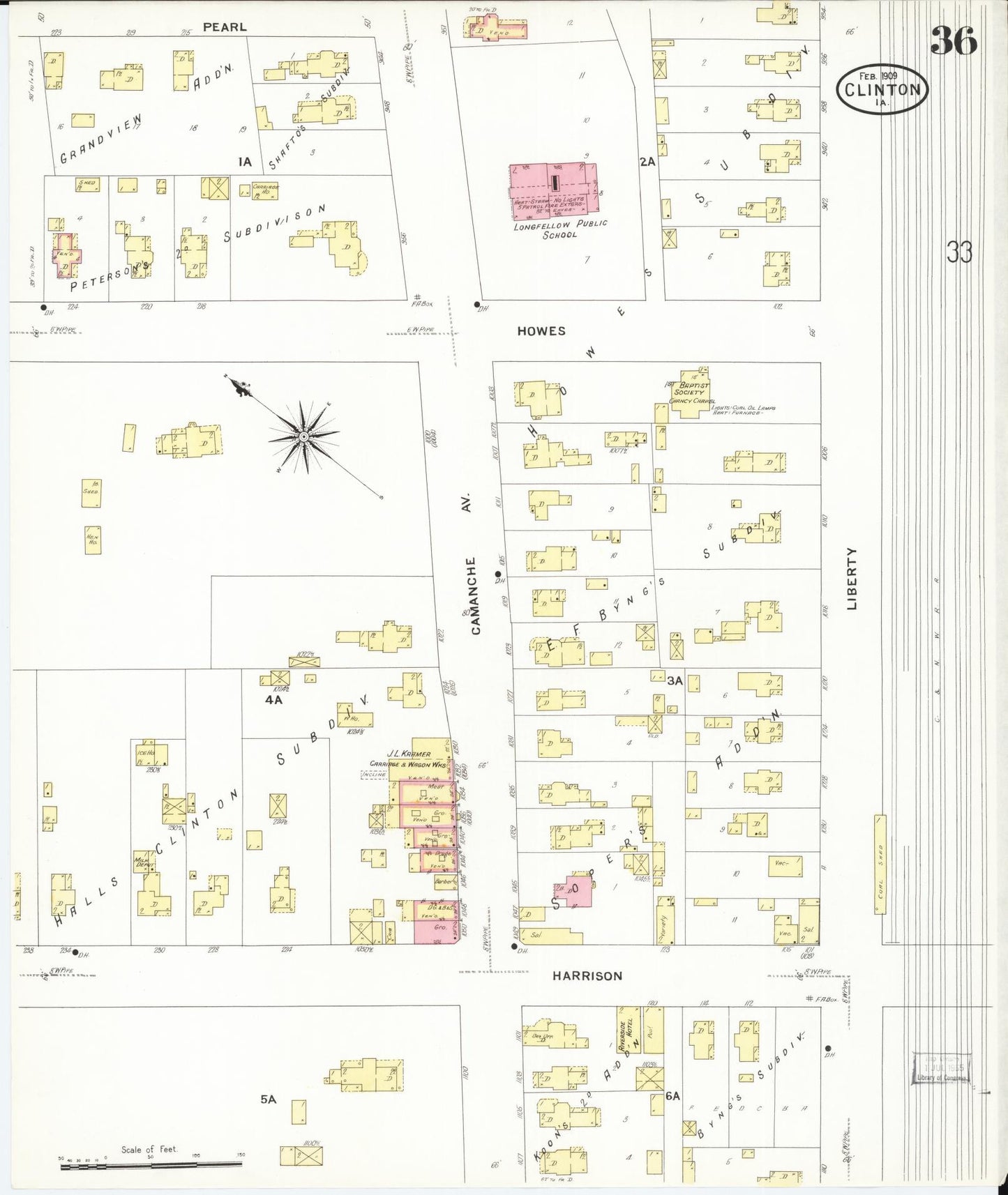 Sanborn Fire Insurance Map from Clinton, Clinton County, Iowa (1909), Sheet #0036 - Historic Sanborn Fire Insurance Map Print, vintage old map wall art