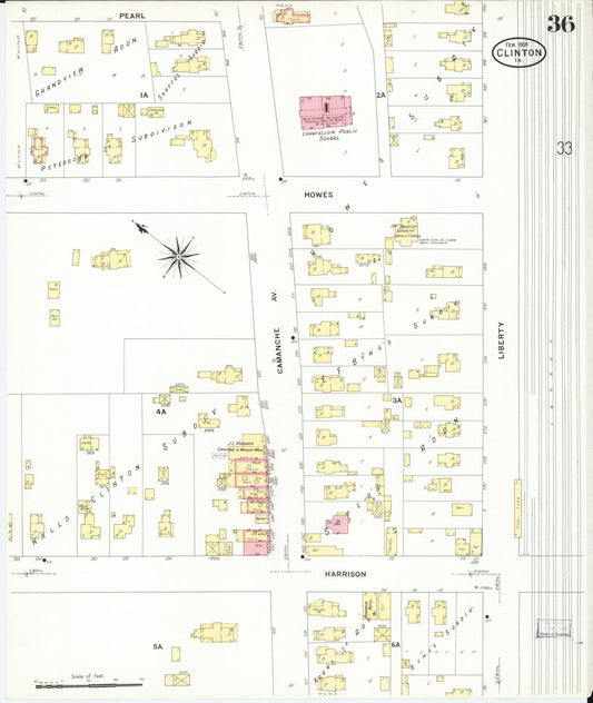 Sanborn Fire Insurance Map from Clinton, Clinton County, Iowa (1909), Sheet #0036 - Historic Sanborn Fire Insurance Map Print, vintage old map wall art