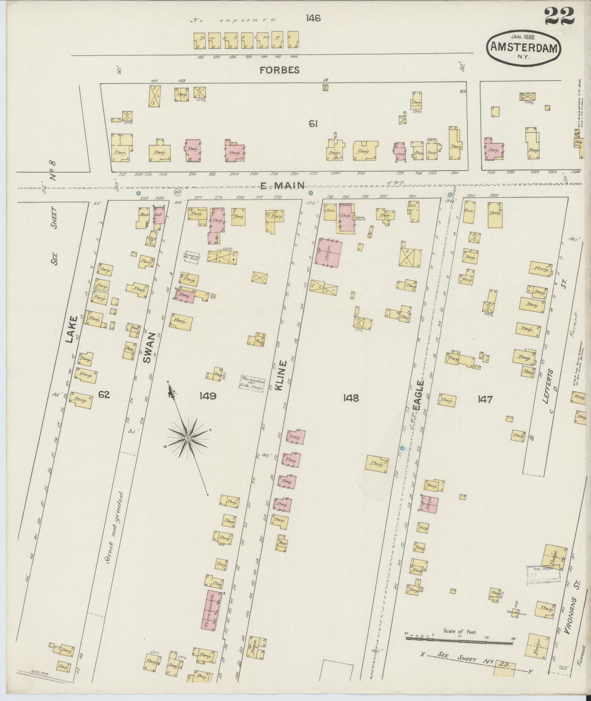 Sanborn Fire Insurance Map from Amsterdam, Montgomery County, New York (1888), Sheet #0022 - Complete Map Set gallery image, historic Sanborn map, vintage wall art, New York New York