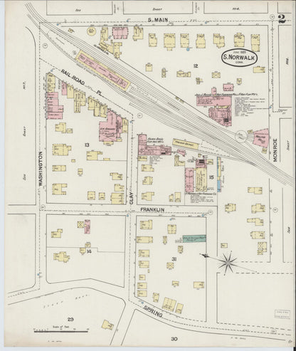 Sanborn Fire Insurance Map from South Norwalk, Fairfield County, Connecticut (1889), Sheet #0002 - Complete Map Set gallery image, historic Sanborn map, vintage wall art, Connecticut Connecticut