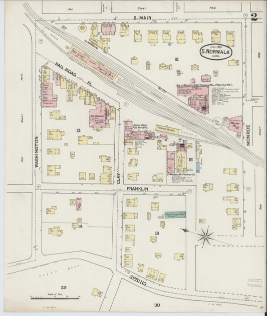 Sanborn Fire Insurance Map from South Norwalk, Fairfield County, Connecticut (1889), Sheet #0002 - Complete Map Set gallery image, historic Sanborn map, vintage wall art, Connecticut Connecticut