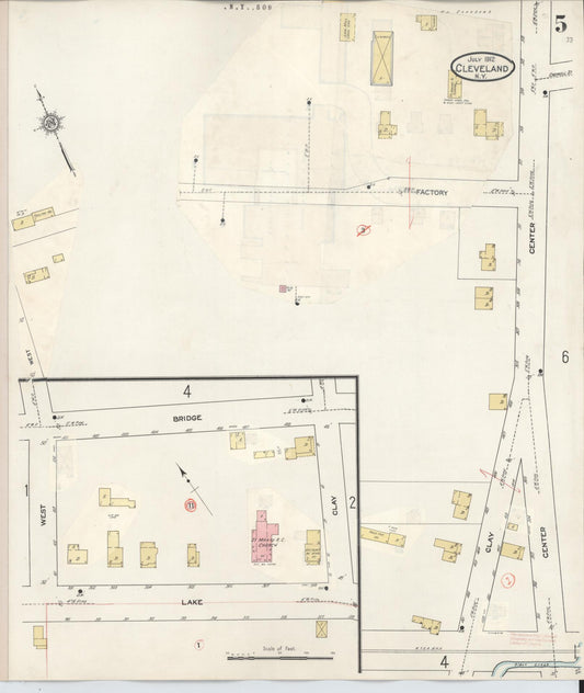 Sanborn Fire Insurance Map from Cleveland, Oswego County, New York (1936), Sheet #0005 - Historic Sanborn Fire Insurance Map Print, vintage old map wall art, antique decor, genealogy gift, New York New York map