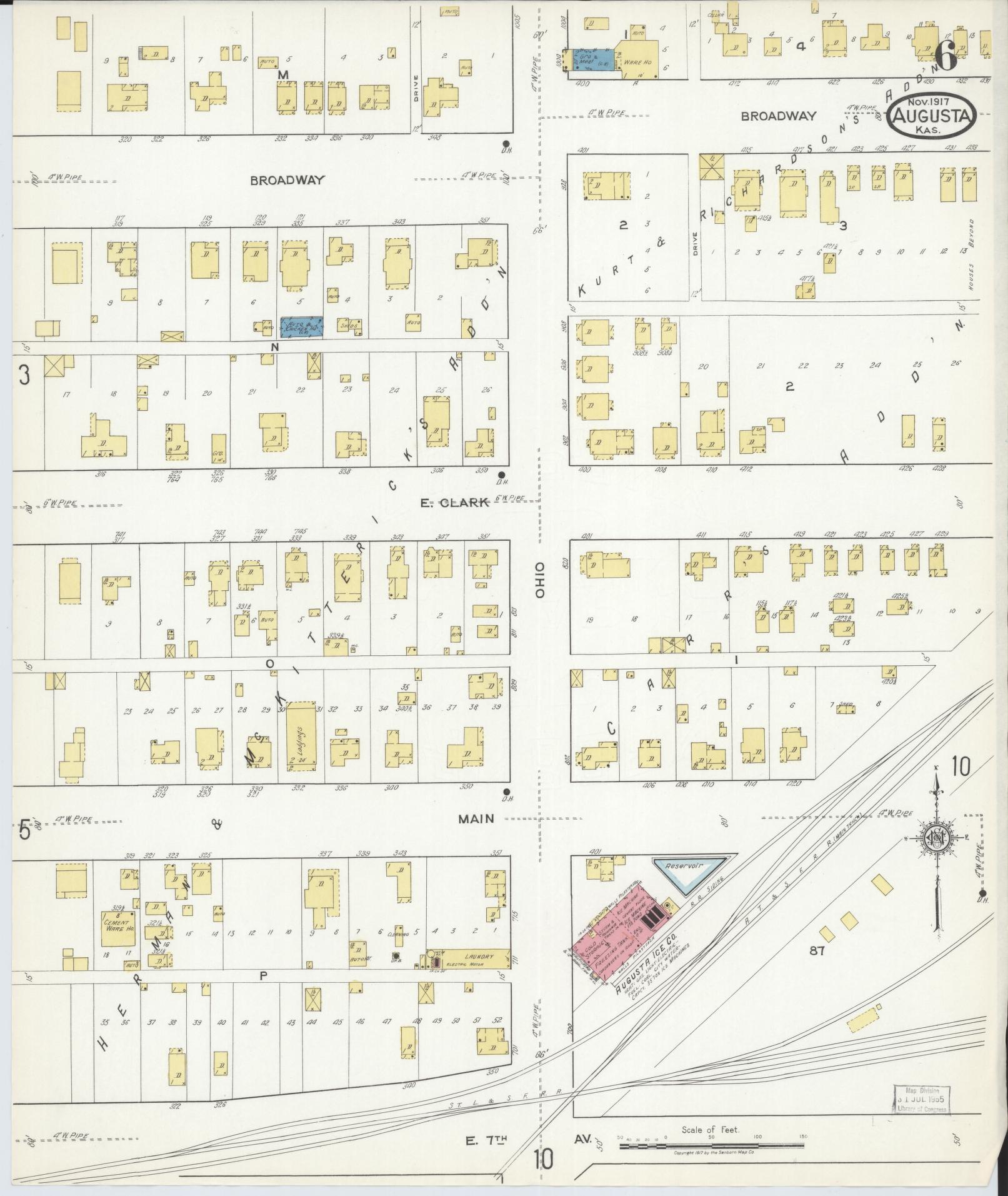 Sanborn Fire Insurance Map from Augusta, Butler County, Kansas (1917), Sheet #0006 - Historic Sanborn Fire Insurance Map Print, vintage old map wall art, antique decor, genealogy gift, Kansas Kansas map
