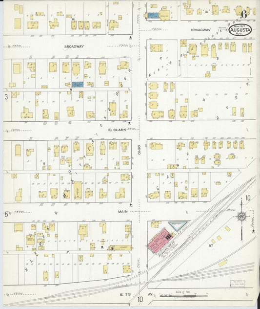 Sanborn Fire Insurance Map from Augusta, Butler County, Kansas (1917), Sheet #0006 - Historic Sanborn Fire Insurance Map Print, vintage old map wall art, antique decor, genealogy gift, Kansas Kansas map