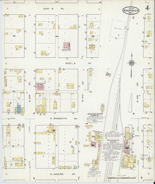 Sanborn Fire Insurance Map from Kingfisher, Kingfisher County, Oklahoma (1915), Sheet #0004 - Historic Sanborn Fire Insurance Map Print, vintage old map wall art, antique decor, genealogy gift, Oklahoma Oklahoma map