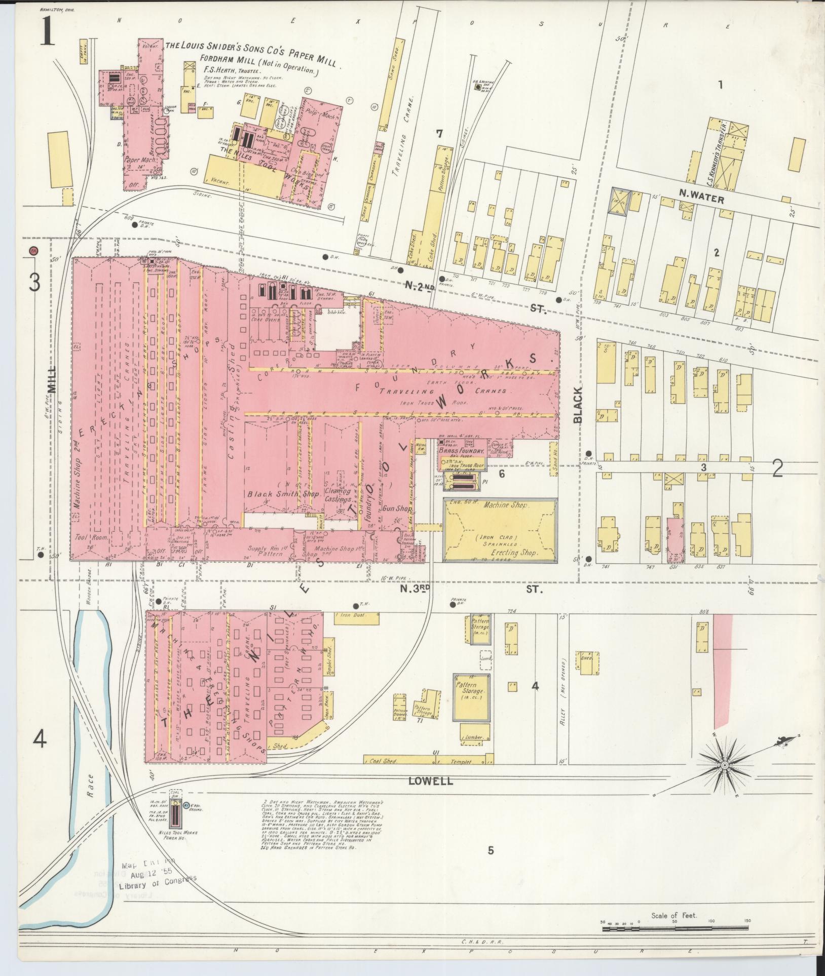 Sanborn Fire Insurance Map from Hamilton, Butler County, Ohio (1899), Sheet #0001 - Complete Map Set gallery image, historic Sanborn map, vintage wall art, Ohio Ohio