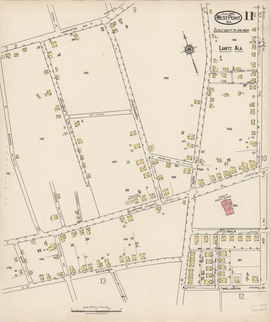 Sanborn Fire Insurance Map from West Point, Troup County, Georgia (1922), Sheet #0011 - Historic Sanborn Fire Insurance Map Print, vintage old map wall art, antique decor, genealogy gift, Alabama Alabama map
