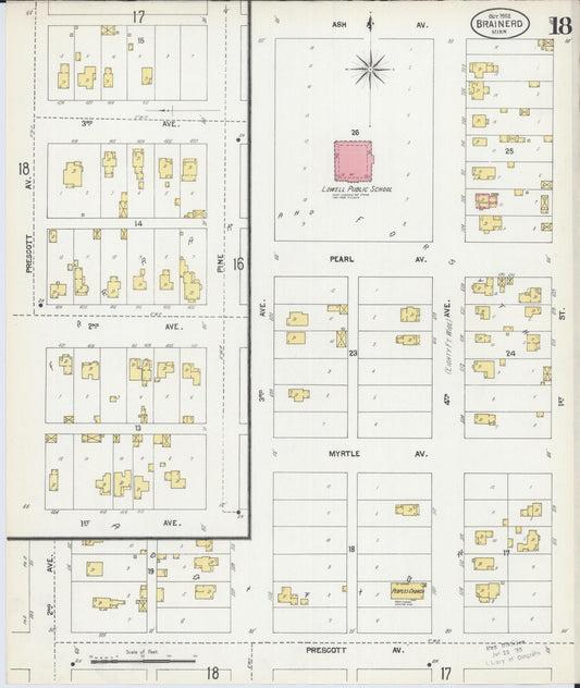 Sanborn Fire Insurance Map from Brainerd, Crow Wing County, Minnesota (1902), Sheet #0018 - Historic Sanborn Fire Insurance Map Print, vintage old map wall art, antique decor, genealogy gift, Minnesota Minnesota map