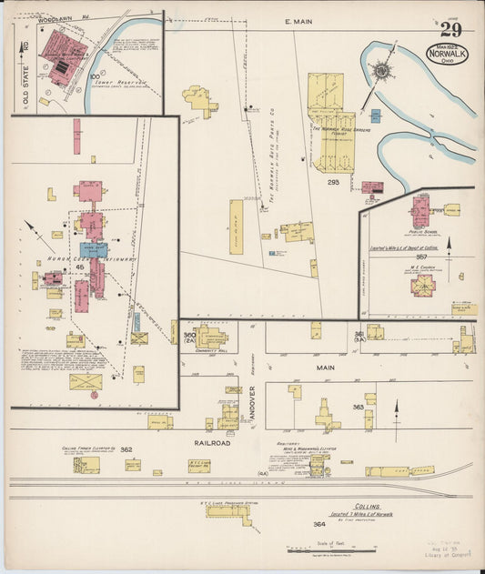 Sanborn Fire Insurance Map from Norwalk, Huron County, Ohio (1922), Sheet #0029 - Historic Sanborn Fire Insurance Map Print, vintage old map wall art, antique decor, genealogy gift, Ohio Ohio map