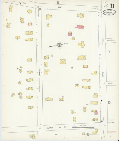 Sanborn Fire Insurance Map from Springville, Erie County, New York (1912), Sheet #0011 - Complete Map Set gallery image, historic Sanborn map, vintage wall art, New York New York