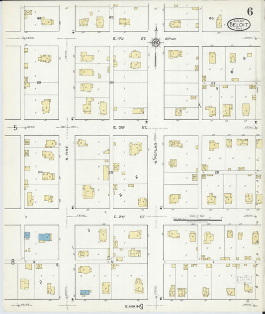 Sanborn Fire Insurance Map from Beloit, Mitchell County, Kansas (1917), Sheet #0006 - Historic Sanborn Fire Insurance Map Print, vintage old map wall art, antique decor, genealogy gift, Kansas Kansas map