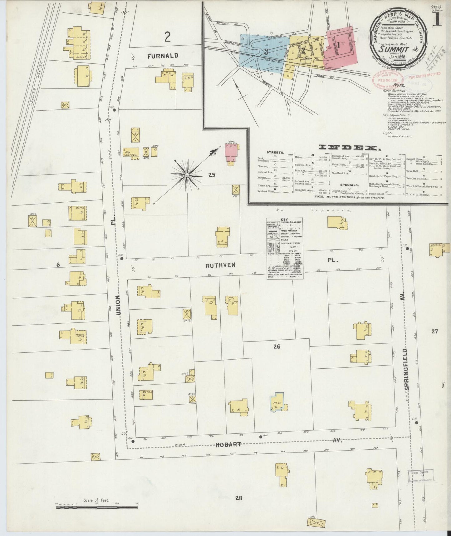 Sanborn Fire Insurance Map from Summit, Union County, New Jersey. (1898) – Historic Sanborn Fire Insurance Map Print