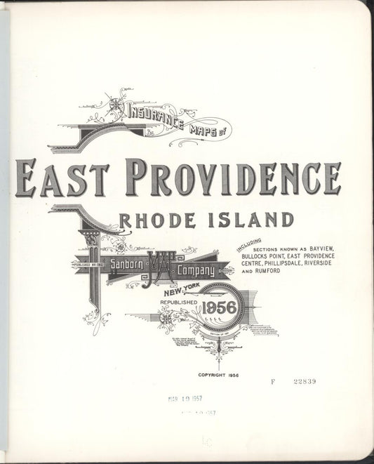 Sanborn Fire Insurance Map from East Providence, Providence County, Rhode Island (1956), Sheet #0001 - Historic Sanborn Fire Insurance Map Print, vintage old map wall art, antique decor, genealogy gift, Rhode Island Rhode Island map