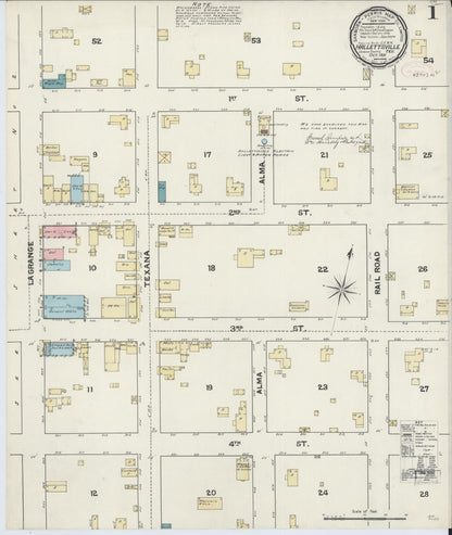 Sanborn Fire Insurance Map from Hallettsville, Lavaca County, Texas (1891), Sheet #0001 - Complete Map Set gallery image, historic Sanborn map, vintage wall art, Texas Texas