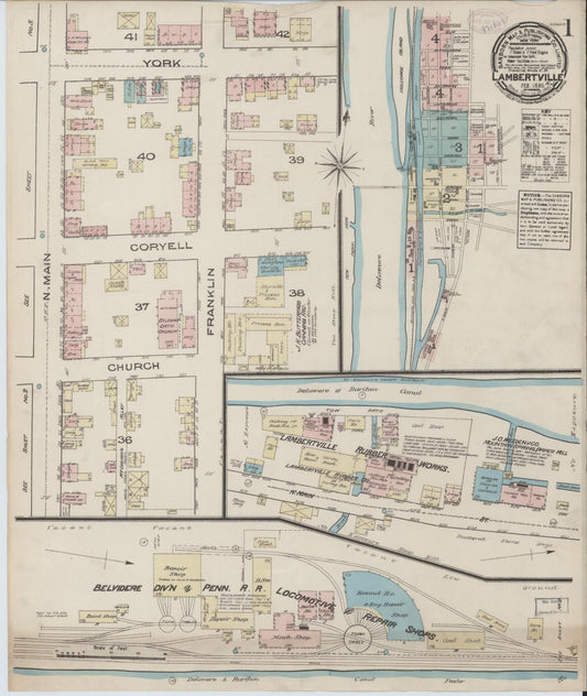 Sanborn Fire Insurance Map from Lambertville, Hunterdon County, New Jersey. (1885) – Historic Sanborn Fire Insurance Map Print