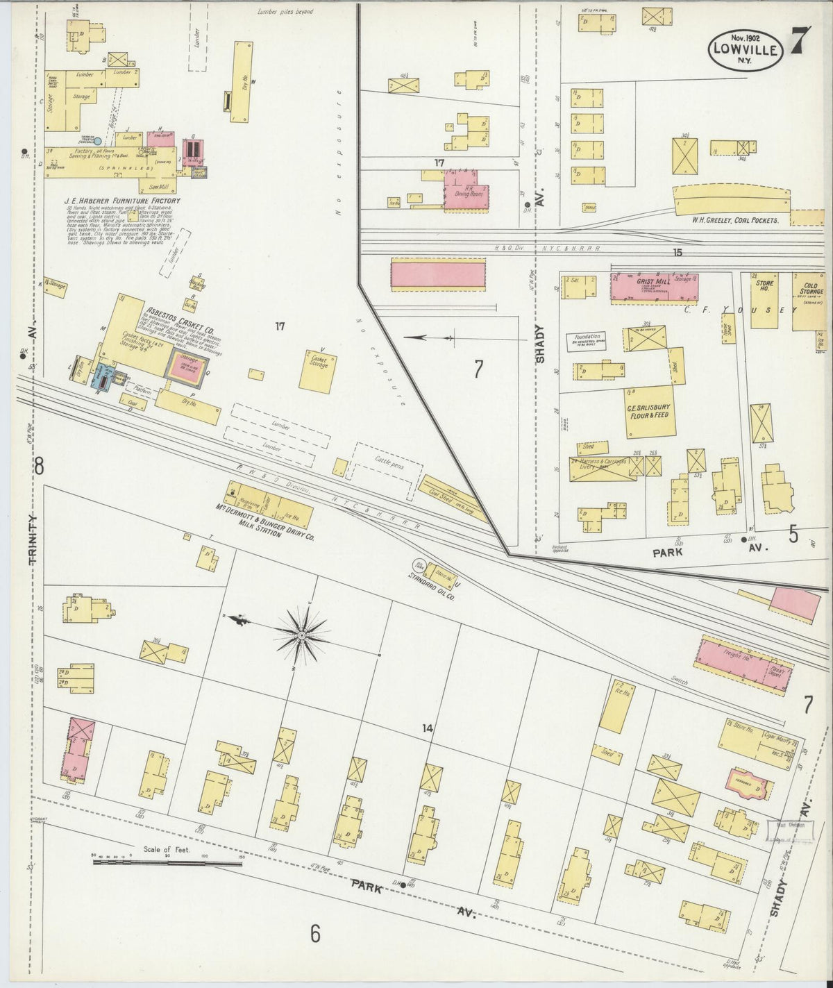 Sanborn Fire Insurance Map from Lowville, Lewis County, New York (1902), Sheet #0007 - Complete Map Set gallery image, historic Sanborn map, vintage wall art, New York New York