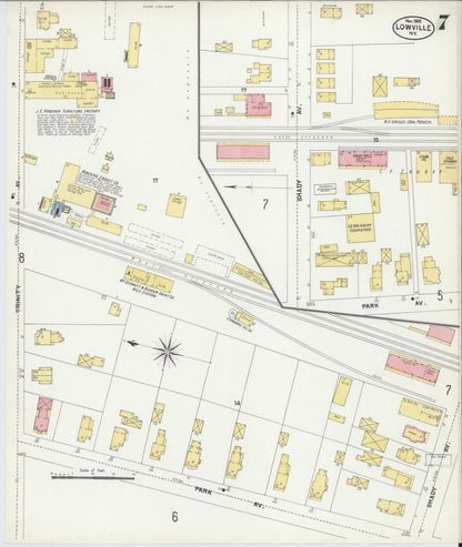 Sanborn Fire Insurance Map from Lowville, Lewis County, New York (1902), Sheet #0007 - Complete Map Set gallery image, historic Sanborn map, vintage wall art, New York New York