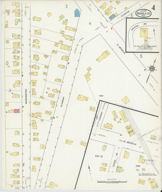 Sanborn Fire Insurance Map from Manlius, Onondaga County, New York (1917), Sheet #0004 - Historic Sanborn Fire Insurance Map Print, vintage old map wall art, antique decor, genealogy gift, New York New York map