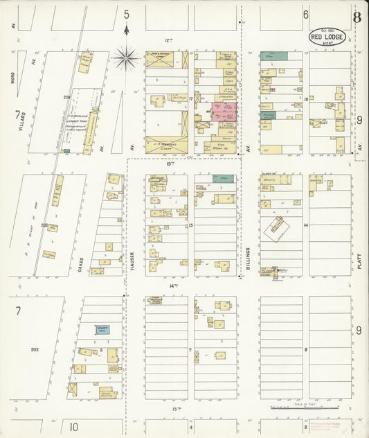 Sanborn Fire Insurance Map from Red Lodge, Carbon County, Montana (1901), Sheet #0008 - Historic Sanborn Fire Insurance Map Print, vintage old map wall art, antique decor, genealogy gift, Montana Montana map