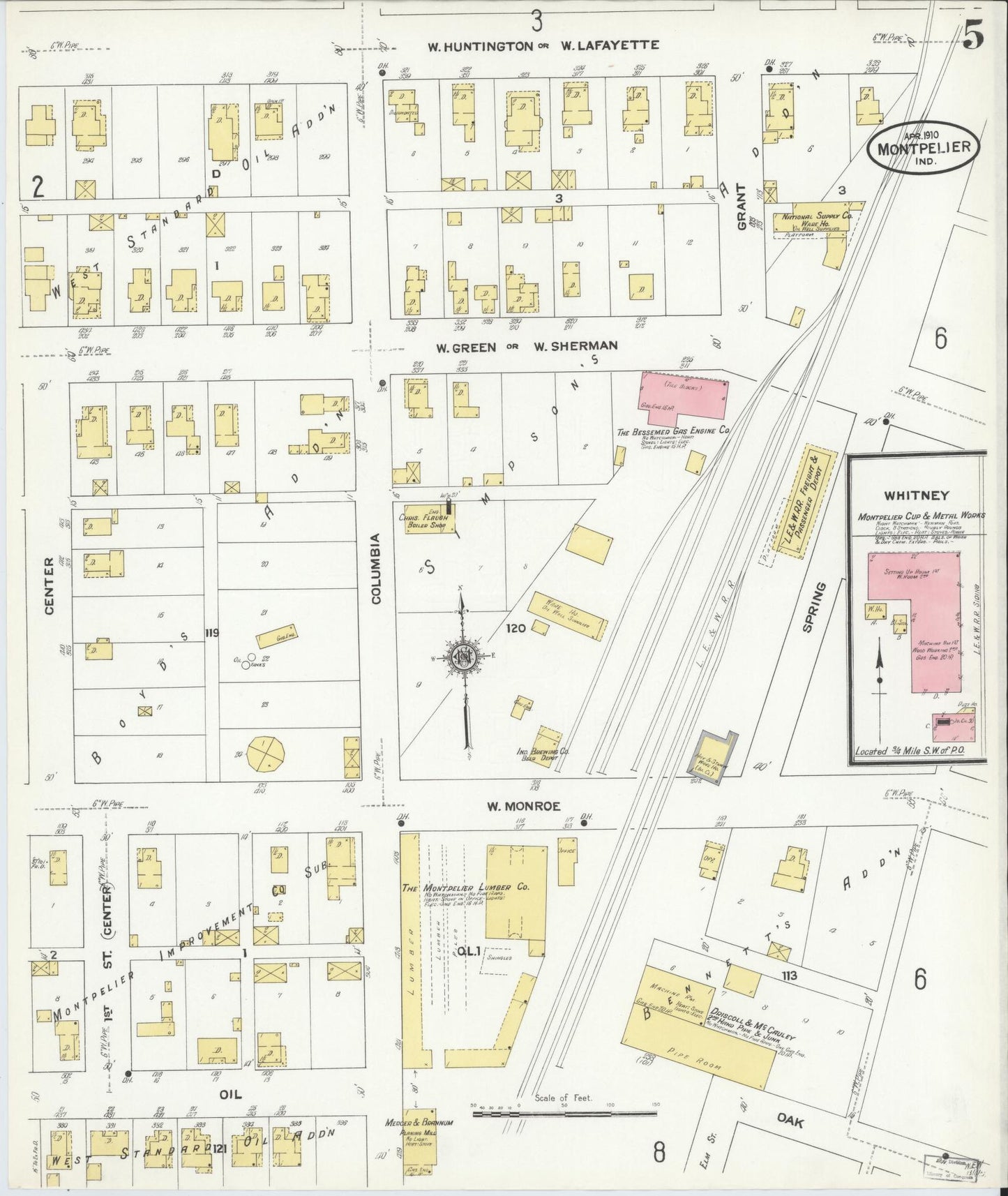 Sanborn Fire Insurance Map from Montpelier, Blackford County, Indiana (1910), Sheet #0005 - Complete Map Set gallery image, historic Sanborn map, vintage wall art, Indiana Indiana