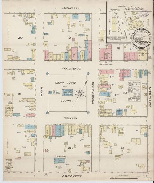 Sanborn Fire Insurance Map from La Grange, Fayette County, Texas (1885), Sheet #0001 - Historic Sanborn Fire Insurance Map Print, vintage old map wall art, antique decor, genealogy gift, Texas Texas map