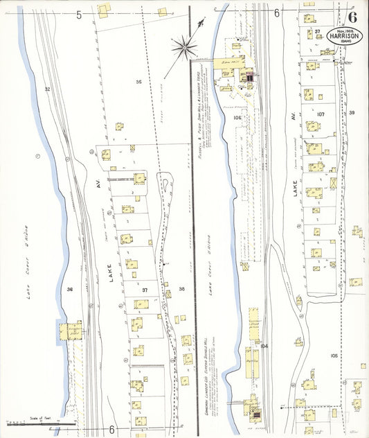 Sanborn Fire Insurance Map from Harrison, Kootenai County, Idaho (1908), Sheet #0006 - Historic Sanborn Fire Insurance Map Print, vintage old map wall art, antique decor, genealogy gift, Idaho Idaho map