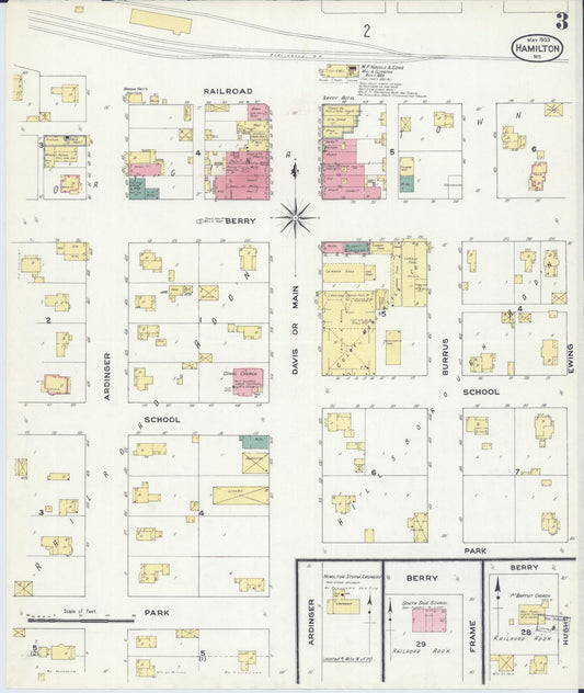 Sanborn Fire Insurance Map from Hamilton, Caldwell County, Missouri (1909), Sheet #0003 - Historic Sanborn Fire Insurance Map Print, vintage old map wall art, antique decor, genealogy gift, Missouri Missouri map