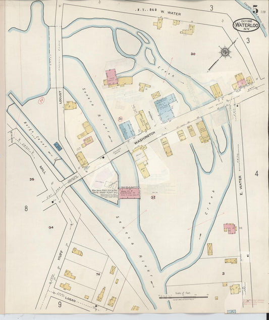 Sanborn Fire Insurance Map from Waterloo, Seneca County, New York (1948), Sheet #0005 - Historic Sanborn Fire Insurance Map Print, vintage old map wall art, antique decor, genealogy gift, New York New York map