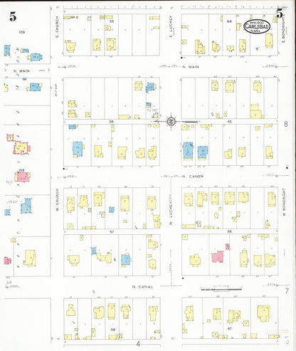 Sanborn Fire Insurance Map from Carlsbad, Eddy County, New Mexico (1930), Sheet #0005 - Complete Map Set gallery image, historic Sanborn map, vintage wall art, New Mexico New Mexico