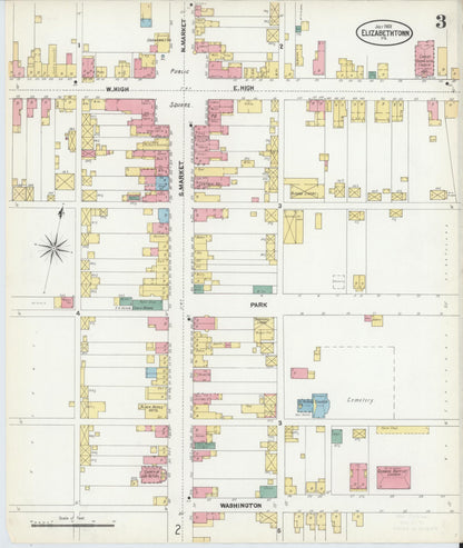 Sanborn Fire Insurance Map from Elizabethtown, Lancaster County, Pennsylvania (1902), Sheet #0003 - Complete Map Set gallery image, historic Sanborn map, vintage wall art, Pennsylvania Pennsylvania