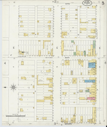 Sanborn Fire Insurance Map from Perry, Noble County, Oklahoma (1898), Sheet #0005 - Complete Map Set gallery image, historic Sanborn map, vintage wall art, Oklahoma Oklahoma