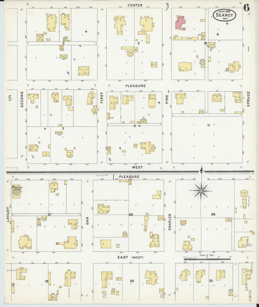 Sanborn Fire Insurance Map from Searcy, White County, Arkansas (1908), Sheet #0006 - Historic Sanborn Fire Insurance Map Print, vintage old map wall art, antique decor, genealogy gift, Arkansas Arkansas map