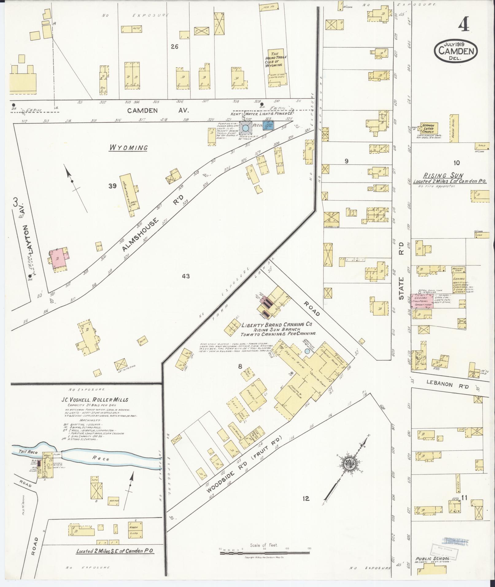 Sanborn Fire Insurance Map from Camden, Kent County, Delaware (1919), Sheet #0004 - Historic Sanborn Fire Insurance Map Print, vintage old map wall art, antique decor, genealogy gift, Wyoming Wyoming map