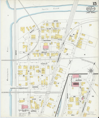 Sanborn Fire Insurance Map from Braddock, Allegheny County, Pennsylvania (1901), Sheet #0015 - Historic Sanborn Fire Insurance Map Print, vintage old map wall art, antique decor, genealogy gift, Pennsylvania Pennsylvania map